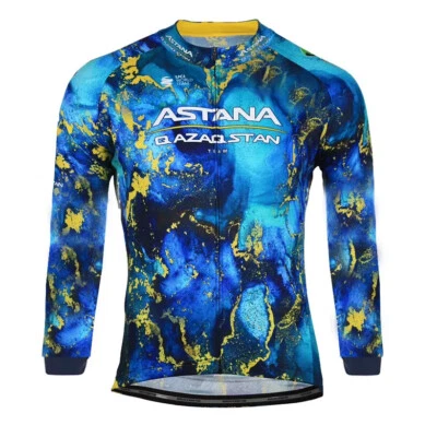 男式保暖抓绒自行车队球衣骑行长袖球衣夹克 — 第 1/4 张图片