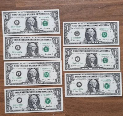 Full District Set 2001 One Dollar STAR NOTE Federal Reserve UNCIRCULATED #92208 - Image 1 of 2