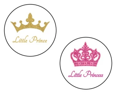 30 Gender Reveal Stickers Baby Shower labels, tags "Little prince and Princess"  - Image 1 of 3