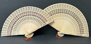 Chinese Folding Bamboo Original Wooden Carved Hand Fan fit Wedding holidays - Picture 1 of 27