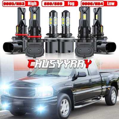 For 1999-2002 GMC Sierra 1500 2500 - Combo 6x LED Headlights+Fog Light Bulb Kit - Image 1 of 4
