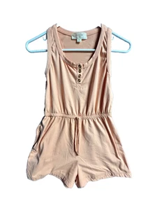 No Comment Girls L(14) Peach Romper Playsuit Sleeveless Henley - Picture 1 of 4