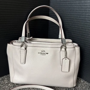 Coach Mini Bennett Crossgrain Leather Satchel Taupe Crossbody Strap F34797 - Picture 1 of 19