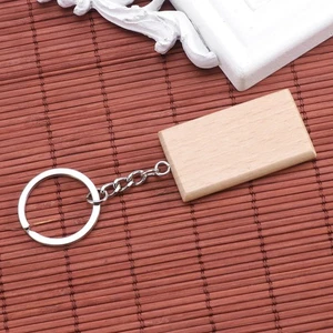 2pcs Wood Keyring Creative DIY Decor Keychian for Woman Man Lady (Rectangle - Bild 1 von 12