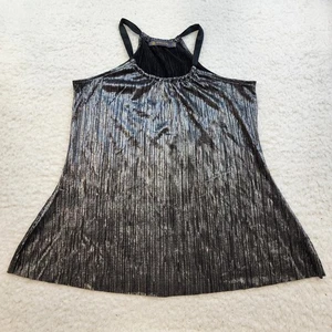 Outback Rot Neckholder Tank Top Gerippt Struktur M Silber Schimmer Loose Fit - Bild 1 von 8