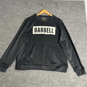Barbell Apparel Hoodie Mens L Black Performance Active Sweatshirt Gym Spell out - Picture 1 of 15