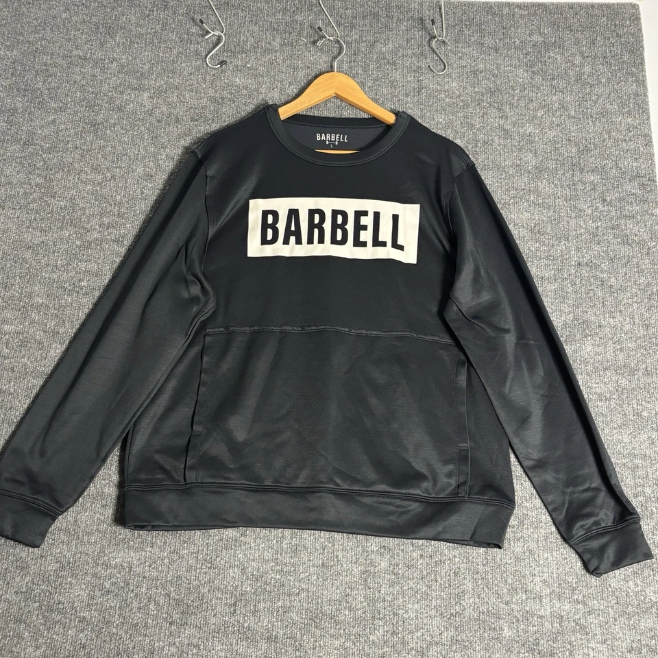 杠铃服装连帽衫男式 L 黑色性能运动运动衫健身房拼色 — 第 1/4 张图片