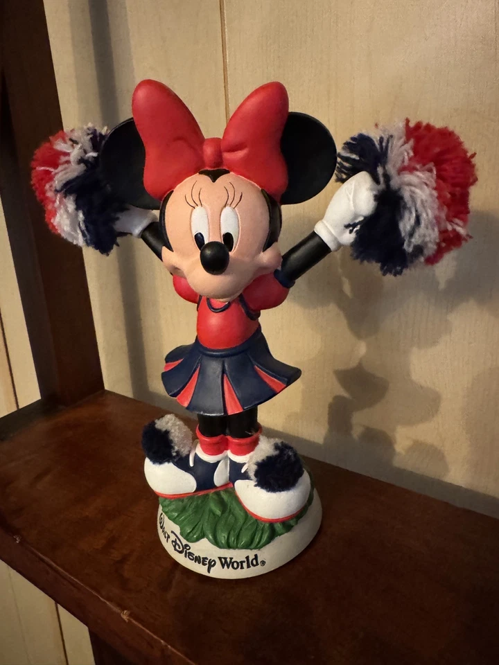 Vintage Collectable Disney World Ceramic Minnie Mouse Cheerleader Bobble Head - Image 1 of 2