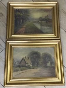 Manchester School Student Of Valette Two Impressionist Oils G Tyson C 1910 Gilt - Picture 1 of 14