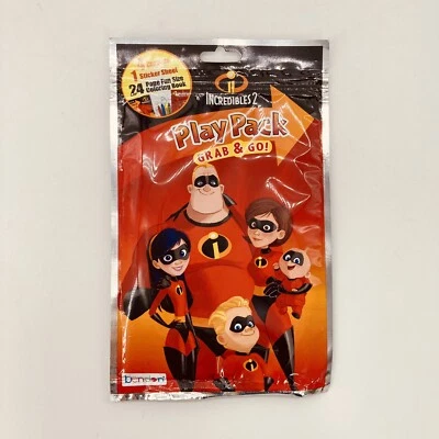 Incredibles 2 Grab & Go Travel Play Pack Crayones Pegatinas Libro para Colorear Nuevo Foto 1 de 2