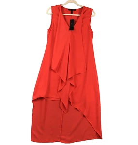 New BCBGMaxazria Tara Cascade Hi-Low Mini Dress Bright Poppy Size S Chiffon Chic - Picture 1 of 12