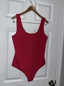 NWT Express Body Contour double lined Red tank Thong bodysuit size Large L - Picture 1 of 9