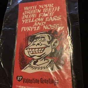 Mid Century  1961 Valentine Card Sarcastic Humor Topps  Made In USA #27 - Picture 1 of 5
