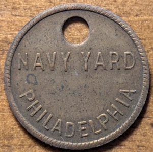 Philadelphia, Pennsylvania PA Navy Yard Brass 25mm Tool Check Tag Token #32211 - Picture 1 of 4