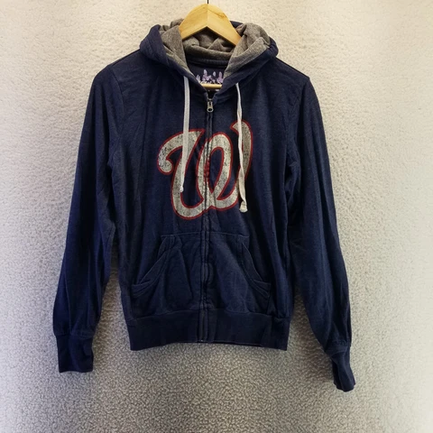 Washington Nationals Curly W Full Zip Hoodie Womens Size M Long Sleeve Pockets Cover