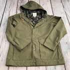 Free Assembly Hooded Zip & Snap Up Rain Coat Olive Green Jacket Size M