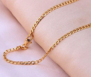 2mm 18K Gold Plated Curb Chain 18KGP stamped Link necklace pendant 16-30" Cr2G - Picture 1 of 2
