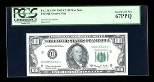 DBR 1963-A $100 St. Louis STAR Fr. 2163-H* SupGem PCGS 67 PPQ Serial H00055463* - Picture 1 of 2