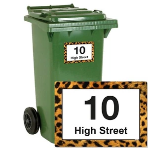 Confezione 4 Adesivi Personalizzati Pattumiera Leopardata, Numero Civico e Strada - Foto 1 di 8
