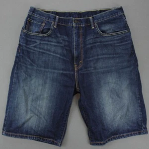 Levi’s 569 Jean Shorts Mens 38 Dark Blue Stretch Denim Loose Relaxed Long Leg - Picture 1 of 8