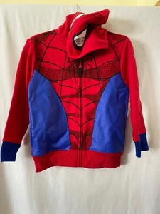 Boys Spiderman Costume Zip Up Fleece Hoodie Marvel Sweatshirt Many sizes NEW - Picture 1 of 4