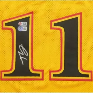 Trae Young Atlanta Hawks Autographed Signed Yellow Custom Jersey BAS COA - Picture 1 of 2