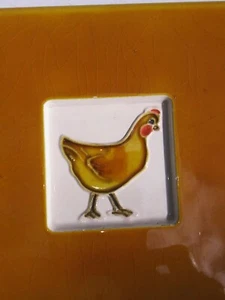 Rooster Tile gold Copper Color framed chicken Kitchen tile Heavy Ready to set - Picture 1 of 11