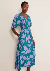 Phase Eight Midi Dress – Size 14 – Viscose – Pockets – Floral Print - Picture 1 of 16