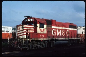 Original Schienenrutsche - GVO Gulf Mobile & Ohio 724 Bloomington IL 6-1982 - Bild 1 von 1