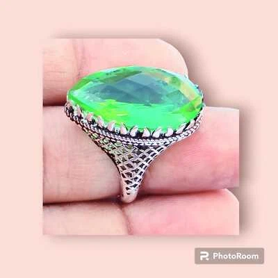 Green Peridot Gemstone Ring, 925 Sterling Silver Ring, Handmade Ring, All Size - Image 1 of 4