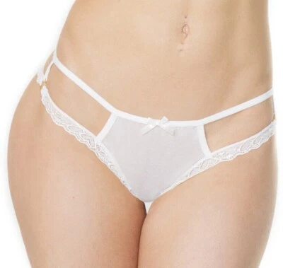 Tanga de algodón talla grande con múltiples correas refuerzo blanco o negro para mujer OSXL Foto 1 de 4