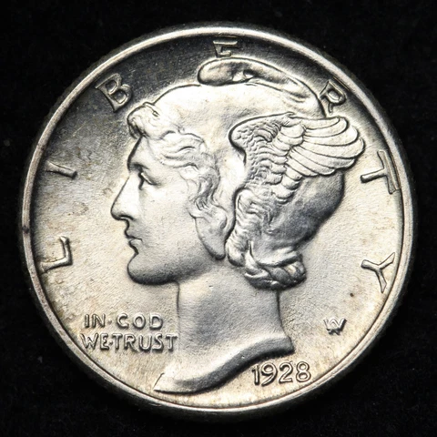 1928 FSB Mercury Silver Dime GEM BU *UNCIRCULATED* MS E589 DMC Cover