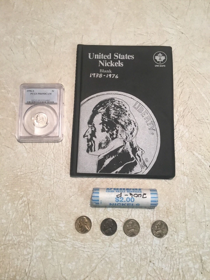 1996S Jefferson PCGS PR69 DCAM 4 Silver 5C  Roll 2006 Album 1938 118 Coin Lot - Image 1 of 4