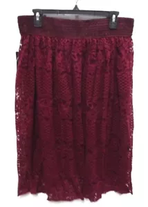 Metrowear Womens Size Large Wine Red Lace Midi Skirt with Crocheted Waist New - Picture 1 of 2