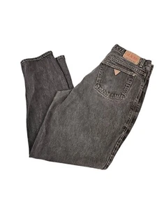 Vintage Guess Stonewashed Black Denim Barrel Jeans Size 38x34 Men's B58 - Picture 1 of 13