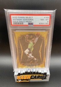 2020 Panini Select Anthony Edwards RC rookie Gold Disco Prizm #169 2/10 PSA 8