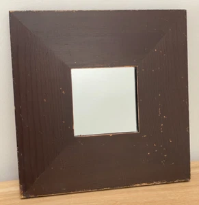 IKEA MALMA Brown Wood Wooden Square Mirror 25.5 x 25.5cm - Picture 1 of 4