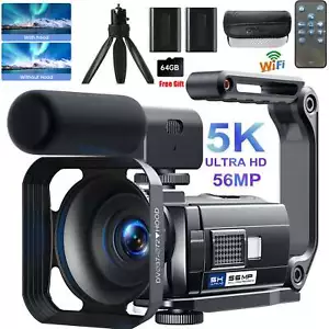 ✅5K Ultra Camcorder Video Camera 56MP WiFi 16X Zoom Vlogging Camera w/ 64GB Card - Picture 1 of 10