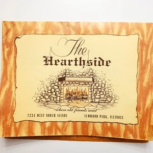 Vintage The Hearthside Restaurant Elmwood Park Il Restaurant Menu Rare - Imagen 1 de 7