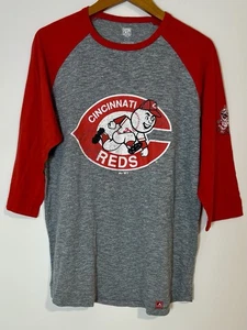 Cincinnati Reds Shirt Mens L MLB Baseball 3/4  Raglan Tee Cooperstown #5 Bench - Picture 1 of 8