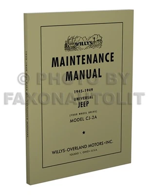 Manual De Taller Jeep CJ2A Solo 1945 1946 1947 1948 1949 Reparación Willys CJ-2A - Imagen 1 de 4