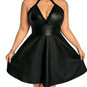 🖤🌸 Vestido de cuero sintético / vestido de fiesta / talla XL - Imagen 1 de 4