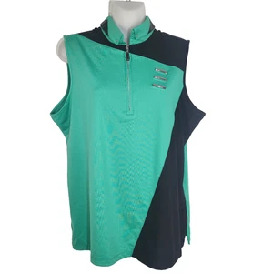 Camiseta polo sin mangas grande Jamie Sadock para mujer verde negra 1/4 cremallera bloques de colores - Imagen 1 de 12