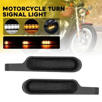 2x Amber & White LED Motorcycle Handlebar Turn Signal Lights 8mm Bolt Universal - Image 1 of 4