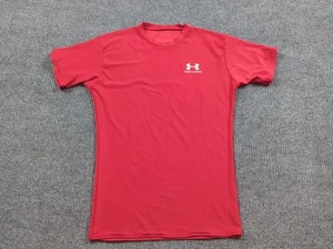 Under Armour Shirt Boys XL Red T-shirt Short Sleeve Compression Base Run Gym - Picture 1 of 9