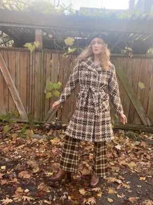 WOVEN CHECK Vintage 1960s Mod Wool Trench Coat, by Louis Manley, Toronto - Image 1 of 4