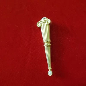 Beautiful Gold-tone Roman Column Brooch Pin With Pearls - Picture 1 of 5