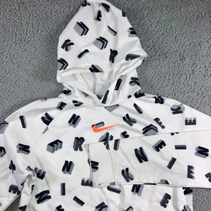 Nike Therma Fit Hoodie Boys XL Center Swoosh Logo Over Print Pullover Basketball - Picture 1 of 11