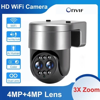 8MP HD Wifi 3X Zoom PTZ Camera Dual Lens 2-Way Audio AI Auto Tracking IP Camera - Image 1 of 4