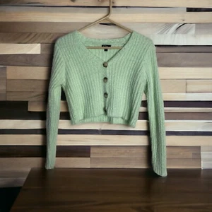 Art Class Sweater Girls Large Mint Green Cropped Ribbed Academia Youth y2K - Picture 1 of 8
